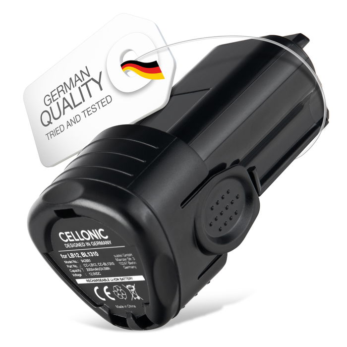 Battery til Black & Decker EGBL108, LB12, BL1310, BL1510, GKC108, BDCDMT112, EGBL108KB 2000mAh 12V Li Ion fra CELLONIC