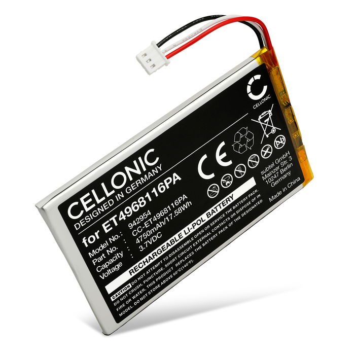 Battery til Voice Caddie Swing Caddie SC300 / SC300 Bærbar monitor til golfstart 4750mAh 3.7V fra CELLONIC