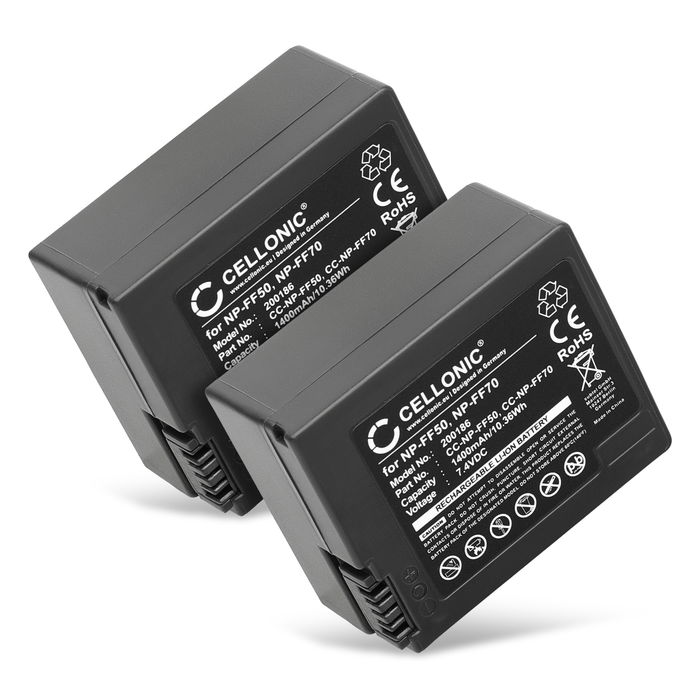 2x Batteri til Sony CCD-TRV608, CCD-TRV328, NP-FF50, NP-FF71, NP-FF51, NP-FF70 1400mAh fra CELLONIC