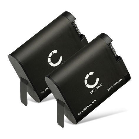 2x Batteri til GoPro Hero 13, AHDBT-1301 AHDBT-1301PR (1900mAh, 3.89V) fra CELLONIC