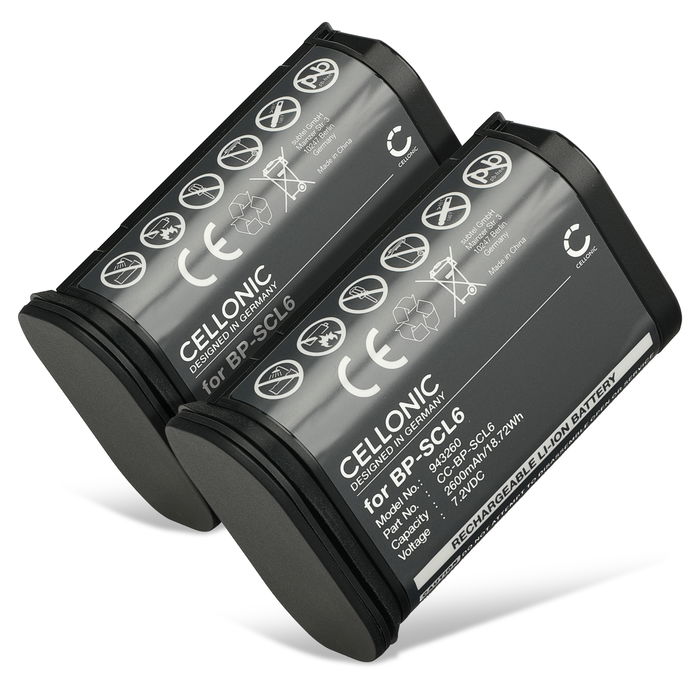 2x Battery for Leica Q2, Q3 BP-SCL6 (2600mAh, 7.2V) from CELLONIC