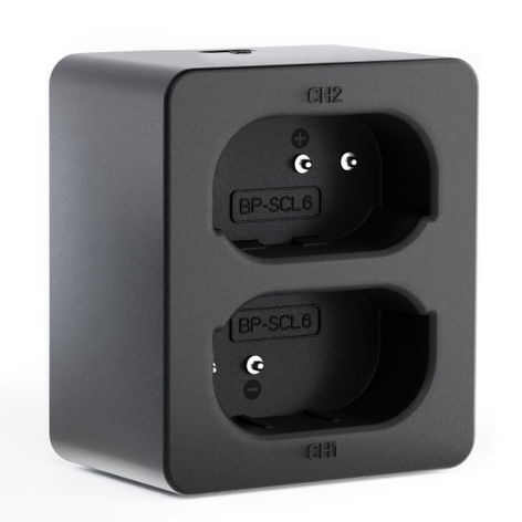 Dobbelt batterioplader til Leica Q3; Q2 – LC-SCL6 + USB-kabel fra CELLONIC. Kabellængde: 1m.