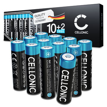 12-pak CELLONIC 1.5V Alkaline AA-batterier – 2900mAh LR6, AM3, Mignon, MN1500 engangsbatterier til fjernbetjeninger, legetøj, lommelygter, ure m.m.