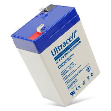Batteri til Bleiakku 6 V, 4,5 Ah (UL4.5-6) Faston (4,8 mm) UL4.5-6 (4500mAh, 6V) fra Ultracell