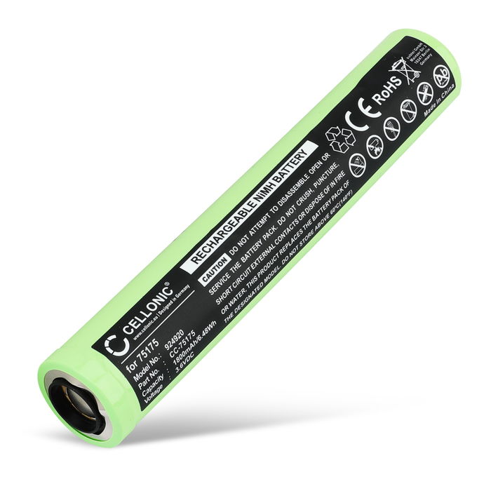 Batteri til Streamlight Stinger, 75301, 76000, 75300, 75309, 75305, 75308, 76600, 75302, 75311 NiMH 3.6V (1800mAh, 3.6V) fra CELLONIC