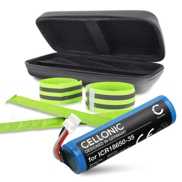 Batteri til Petzl NAO Plus Petzl ICR18650-35 Petzl NAO Petzl NAO Plus (2600mAh, 3.7V) + Beskyttelsesetuier & Reflekterende bånd fra CELLONIC