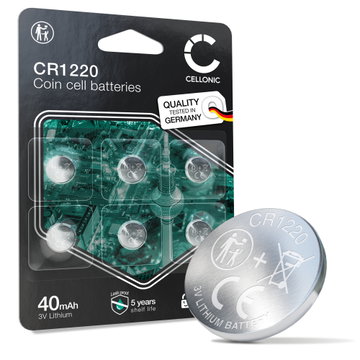 CELLONIC CR1220 Knapcellebatterier (Lithium, 40mAh, 3V) til Ure, Lommeregnere, Sensorer – x6-Pakke