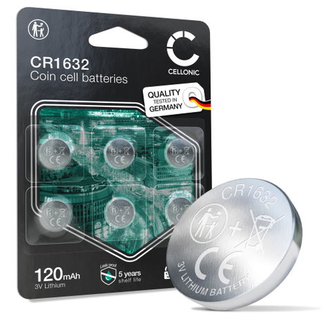 6x CR1632 batteri – Lithium, 3V, 120mAh fra CELLONIC