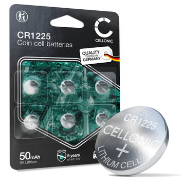 CELLONIC CR1225 Knapcellebatterier (Lithium, 50mAh, 3V) til Bilnøgler Fitnessudstyr Ure – x6-pak