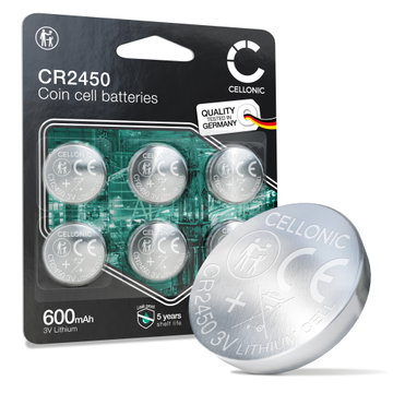 CELLONIC CR2450 Knapcellebatterier (Lithium, 600mAh, 3V) til Bilnøgler Garagedøråbner Smart home-enheder – x6-pak