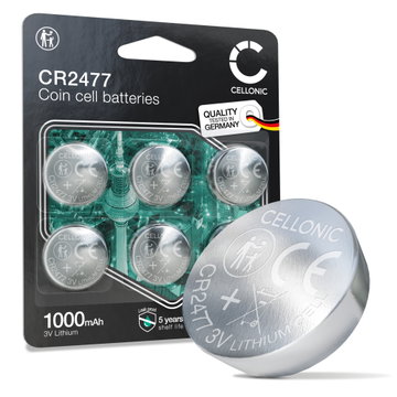 CELLONIC CR2477 Knapcellebatterier (Lithium, 1000mAh, 3V) til Industrielektronik Medicinsk udstyr Smart home-enheder – x6-pak