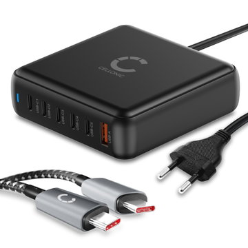 CELLONIC® USB C Type C Tabletoplader til Apple iPhone 17, 16, 17 Pro Max, 17 Pro, 16 Pro, 16 Pro Max, 16e, 16 Plus, MacBook Air 13 Nintendo Switch Samsung Galaxy S25 Ultra, S25 Google Pixel 10, 9a, 10 Pro Xiaomi 15 Ultra, Redmi Note 14 Pro+, Note 14 Pro, 