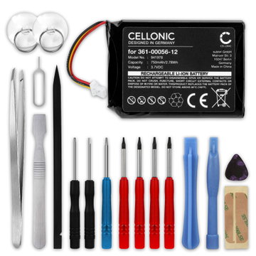 Battery for Garmin Edge Explore 2, Dezl OTR700, 361-00056-12 (750mAh, 3.7V) + Tool-kit from CELLONIC