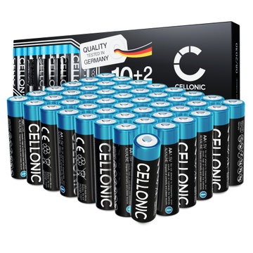 48-pak CELLONIC 1.5V Alkaline AA-batterier – 2900mAh LR6, AM3, Mignon, MN1500 engangsbatterier til fjernbetjeninger, legetøj, lommelygter, ure m.m.