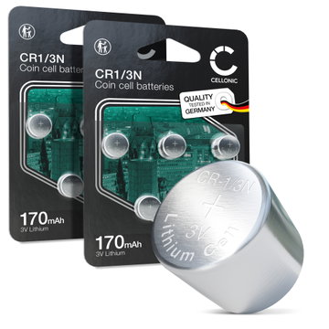 CELLONIC CR1/3N knapcelle (Lithium, 170mAh, 3V) til Hundehalsbånd Kameraer Laserpegere – x10-pak